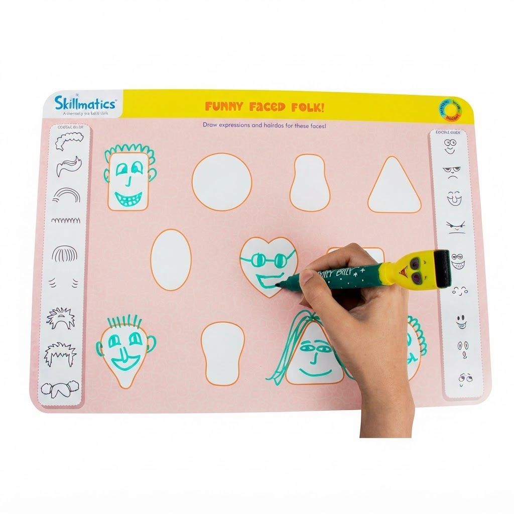 Skillmatics Doodle And Draw Activity Mats for Kids, Creative Drawing Set with Magnetic Pens & Reusab