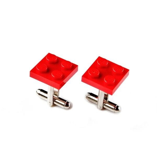 JFox Cufflinks Dark Red Lego Cufflinks, Novelty Building Block Design, Men's & Kids Formal Shirt Accessories, Unique Gift