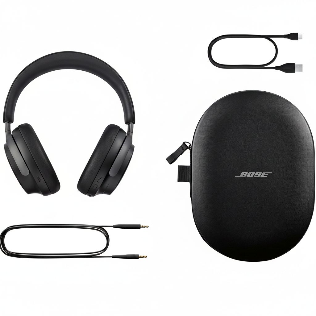 Bose QuietComfort Ultra Wireless Over-Ear Headphones, Noise Cancelling, Spatial Audio, Bluetooth, Up to 24-Hour Battery Life - Black