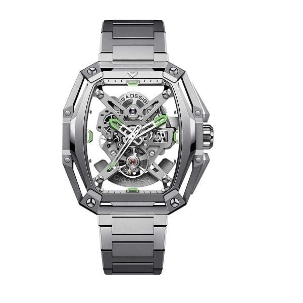 CIGA Design Z Series Silver Hunter Automatic Watch, Tonneau Stainless Steel Case, Transparent Dial, Sapphire Crystal, Silver Steel Bracelet, 30M Water Resistant
