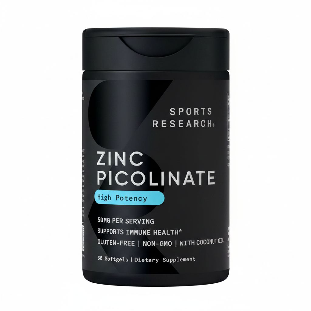 Sports Research Zinc Picolinate 50mg with Coconut Oil - Immune Support Softgels