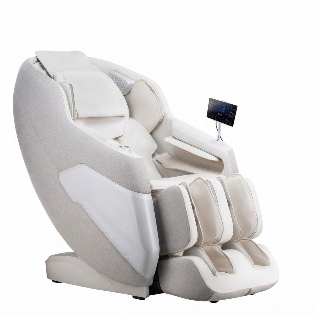 JC BUCKMAN ExaltUs 4D Full Body Massage Chair, Zero Gravity Recliner with SL-Track, 12 Auto Programs | Off White