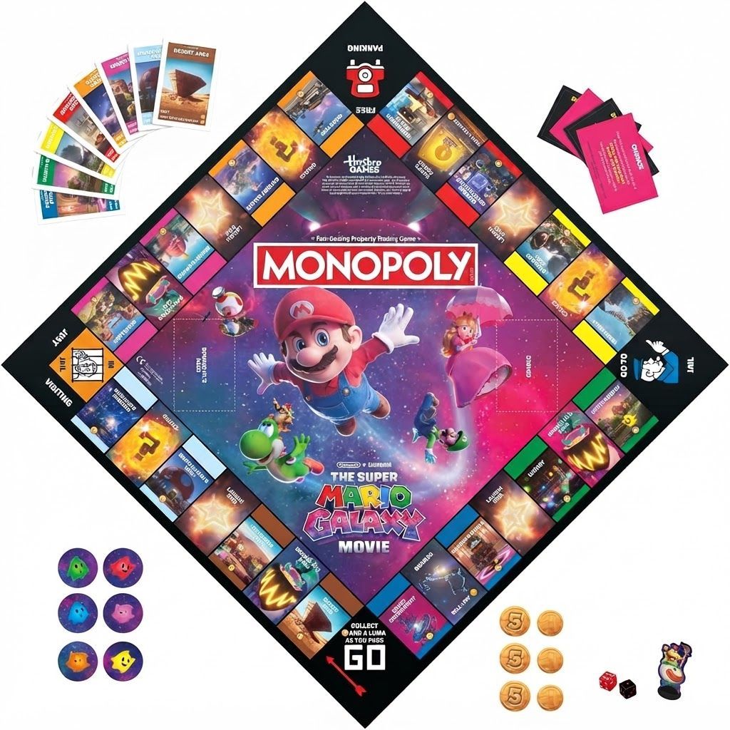 Monopoly: The Super Mario Galaxy Movie Edition Board Game - Fun Strategy Family Game for Kids  8 years and up, 2 to 6 Players