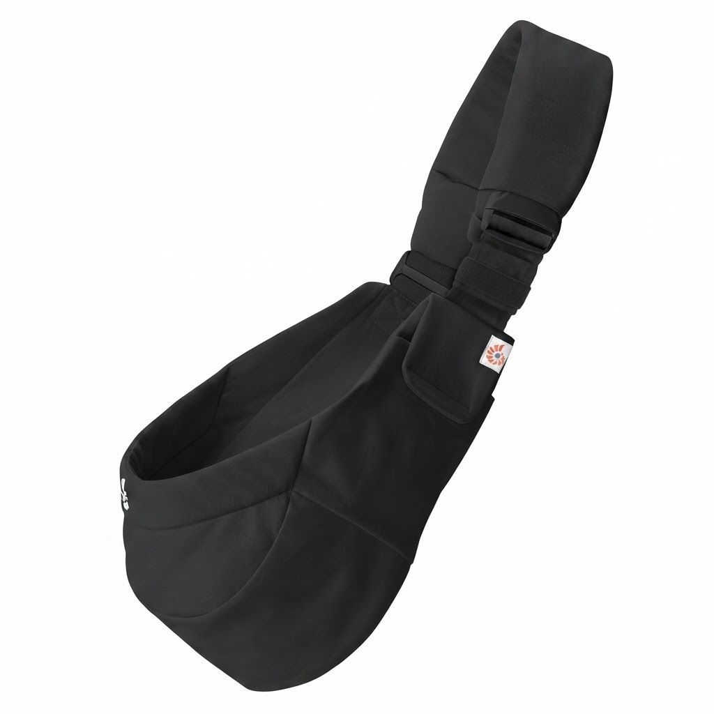 Ergobaby Upsie Sling Carrier, Ergonomic Wide Bucket Seat For Full Support, Cushioned Strap For Caregiver Comfort, Stylish And Reliable Design - Onyx Black