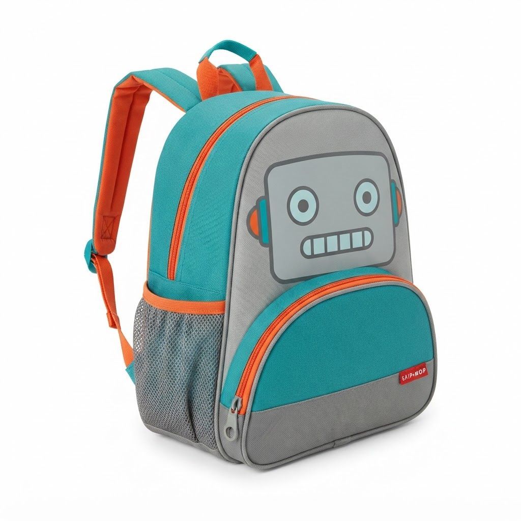 Skip Hop Robot Spark Style Little Kid Backpack, Adjustable Padded Straps, Top Grab Handle - Multicolour