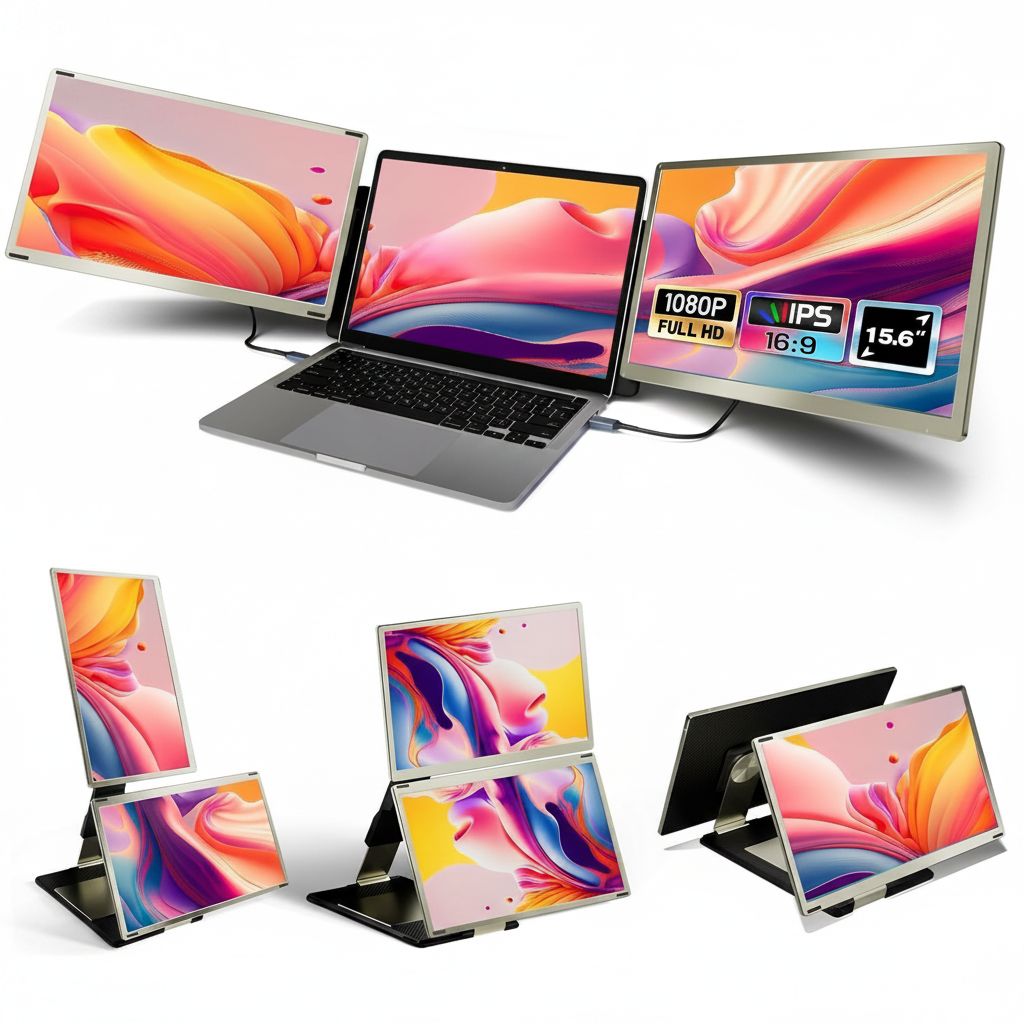 V2COM 15.6" Laptop Screen Extender FHD 1080P Portable Monitor with 80% NTSC, USB HDMI Hub, Plug and Play for Mac, Windows,Android - S6 