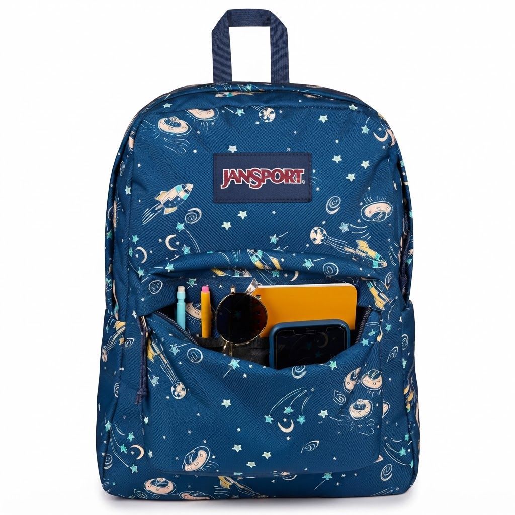 JanSport SuperBreak One Backpack - Classic Lightweight School, Travel, and Everyday Laptop Daypack 1 Main, 1 Front Utility