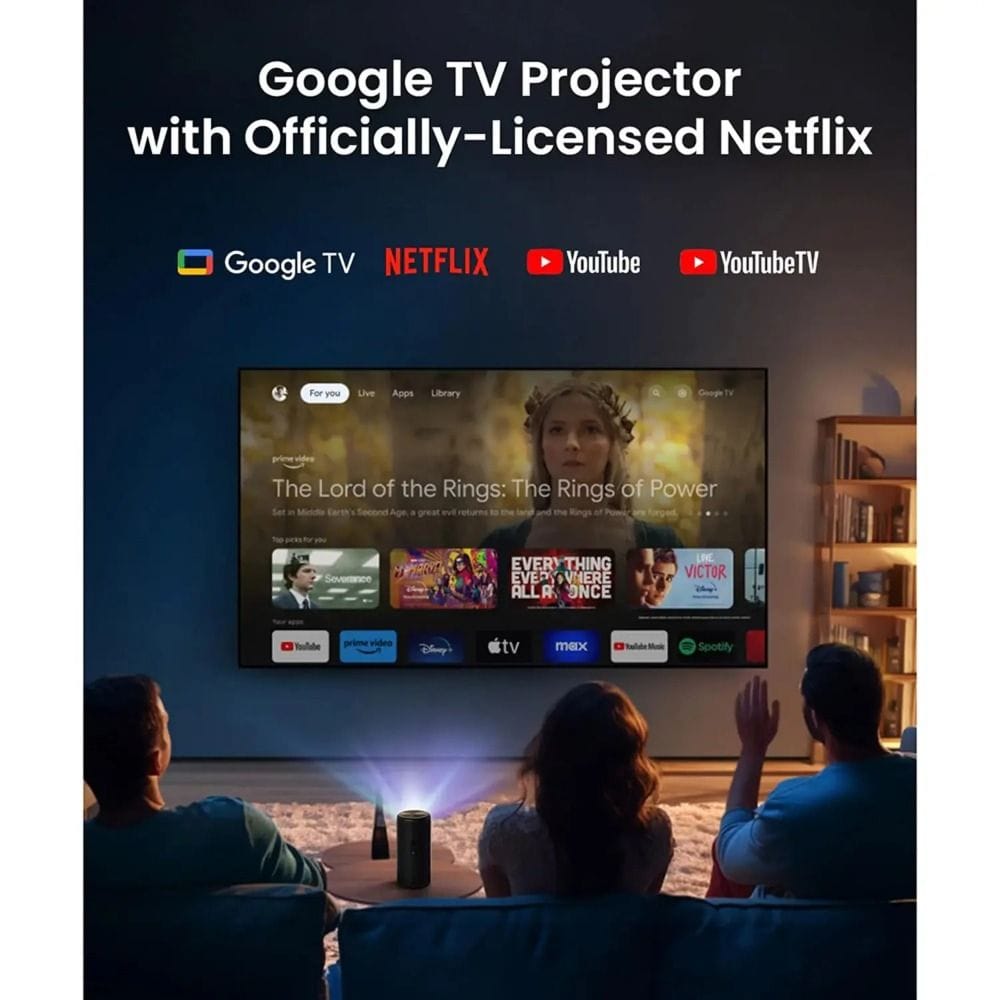 جهاز عرض ليزر محمول Anker Nebula Capsule 3، يدعم Google TV، دقة 1080p Full HD، سطوع 300 لومن ANSI، صوت Dolby | أسود - D2425212