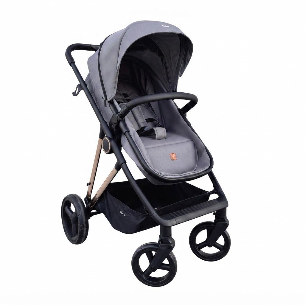 Nurtur 2-in-1 Newborn Baby Stroller & Bassinet, Reversible High-Landscape Carriage with Adjustable, 0-36 Months | Grey