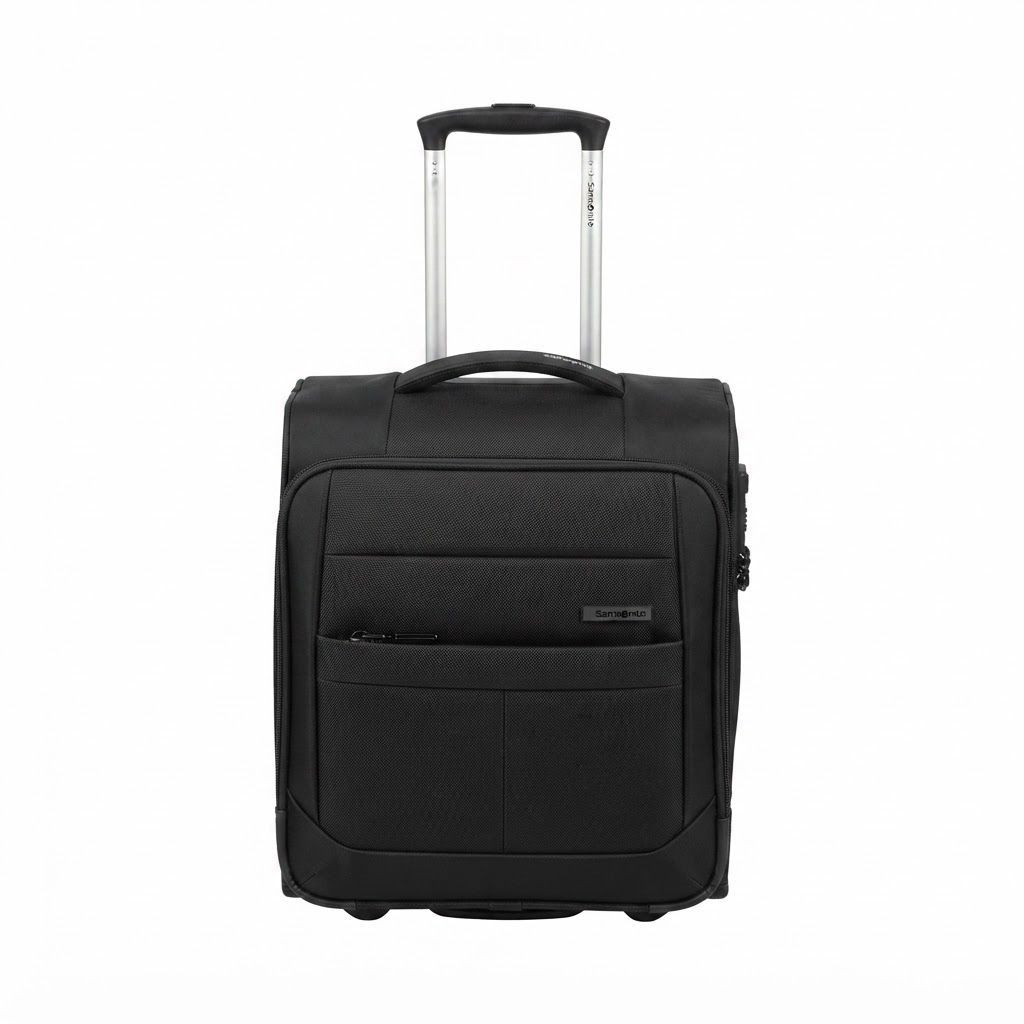 Samsonite Synch 57cm Cabin Spinner Suitcase, Expandable Carry-On with TSA Lock, Front Access, 100% Polyester | Black