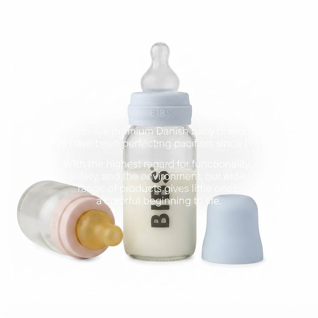 BIBS Medium-Flow Silicone Baby Bottle Nipples 2+ Months 2 Pack, Ultra Soft Comfort, Anti Slip Texture, Anti-Colic Design - Clear
