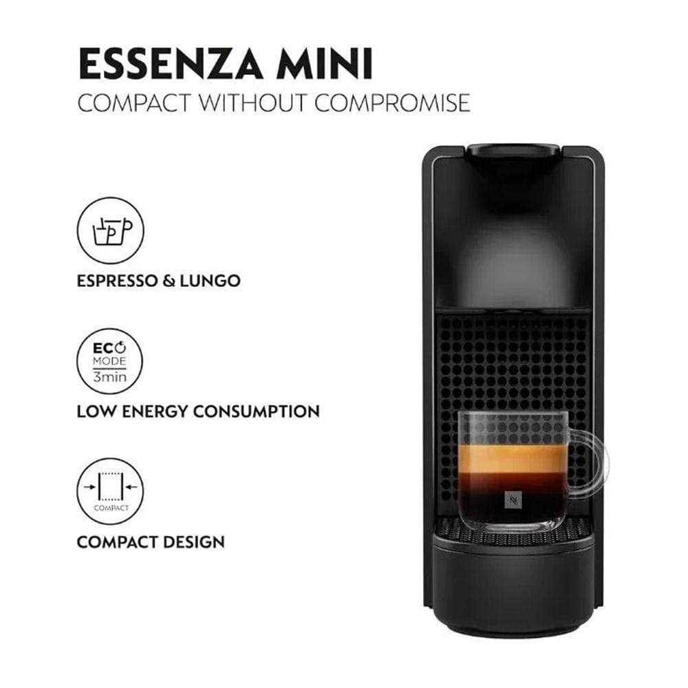 Nespresso Mini Essenza Coffee Machine Black + Daewoo 2-Slice Cool Touch Toaster + Zenan Electric Kettle 1.8L Black Bundle (603001000008793 + 603001000003514 + 603001000008798)