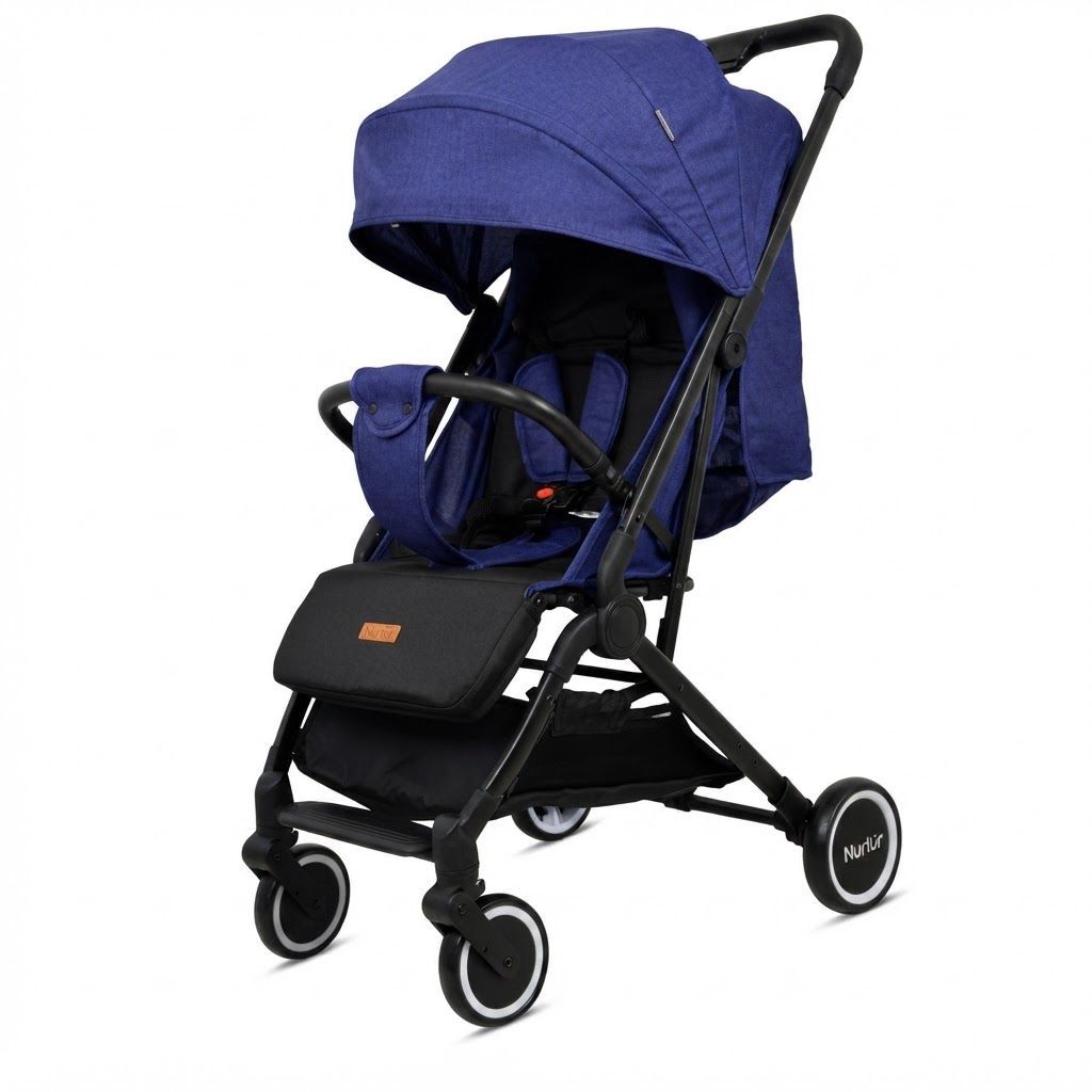 Nurtur Bravo Lightweight Travel Stroller for Baby & Kids, Compact Foldable Design, Airline Cabin|Denim