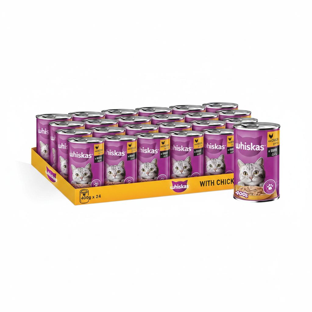Whiskas Chicken in Gravy Cat Food, 24-Pack 400g for Adult Cats - Complete Nutrition