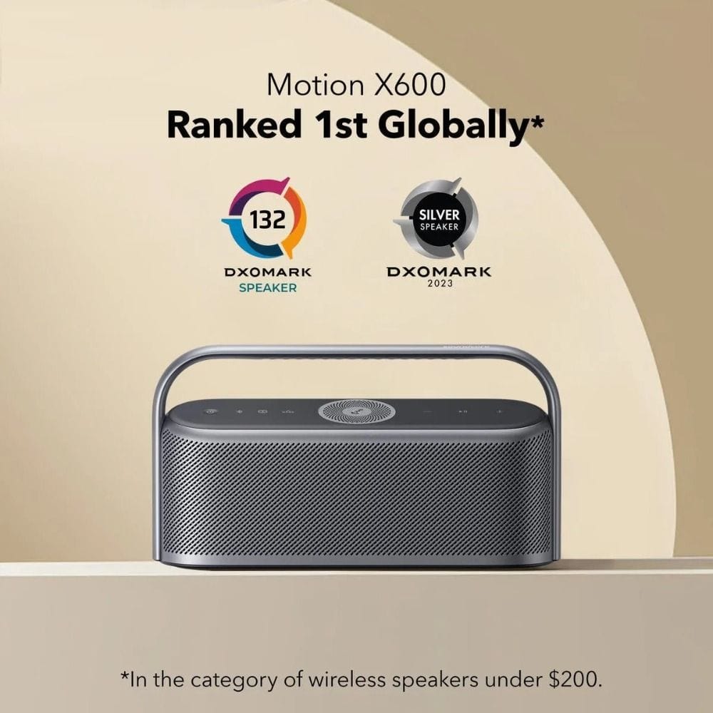 Anker SoundCore Motion X600 Portable Bluetooth Speaker, Waterproof, 50W, 5-Driver Spatial Audio, Hi-Res LDAC, IPX7 | Black | A3130011