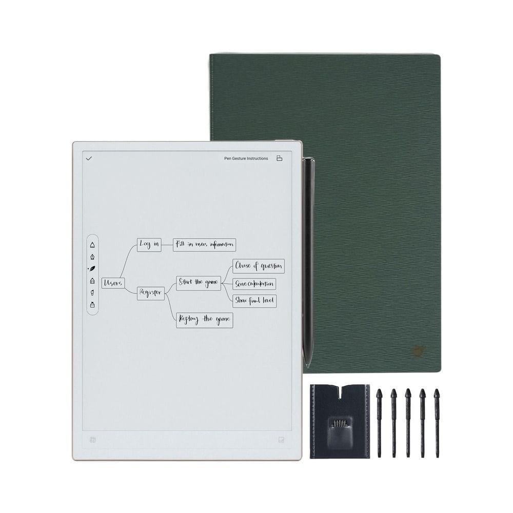 iFLYTEK AINOTE 2 Bundle 10.65" Smart AI Tablet, 1920x2560 Display, Handwriting-to-Text, 4GB RAM, 64GB Storage, 4000mAh Battery, Protective Folio & 5 Pen Refills, Dark Green