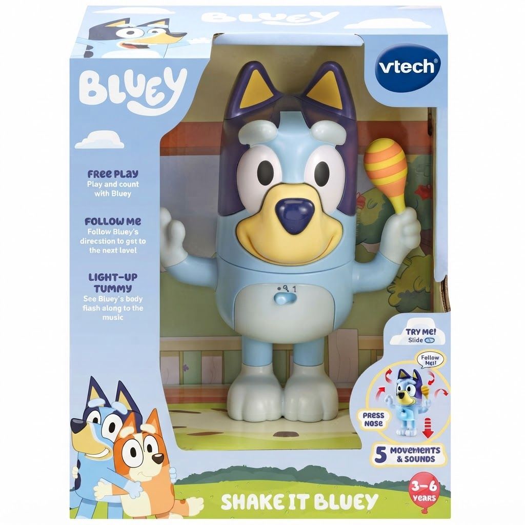 VTech Shake It Bluey Interactive Toy - Musical Educational Game with Sounds & Phrases from the Show