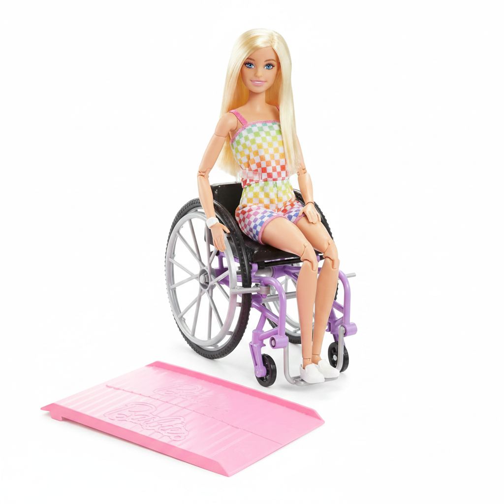 Barbie Fashionistas Doll #194: Inclusive Doll with Wheelchair & Ramp, Rainbow Style