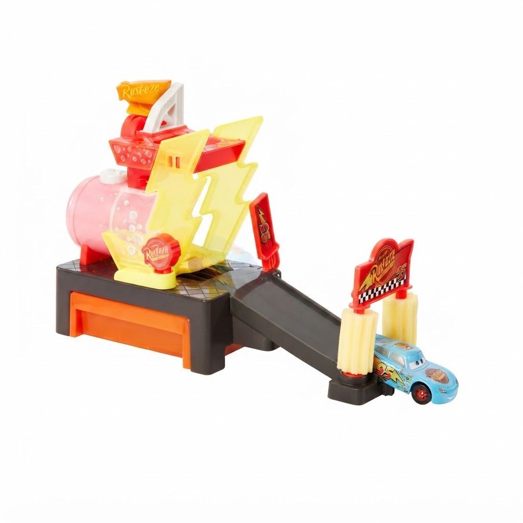 Mattel Disney Pixar Cars Color Changers Race Ready Car Wash Playset, Lightning McQueen Vehicle, Color-Changing Car Wash, Multicolor