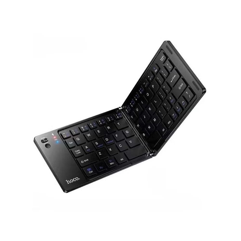 HOCO D181 Foldable Wireless Bluetooth Keyboard, Portable Compact Keyboard for Tablets, Smartphones & Laptops - Black