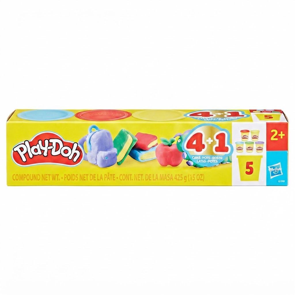 Play-Doh Back to School Set - 5 Pack Modeling Compound, 3 Ounce Cans in Blue, Red, Yellow, Green  2 Years and Up