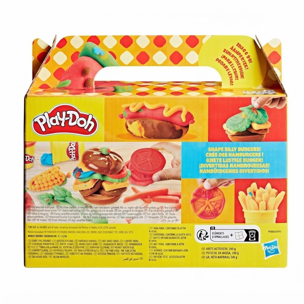 Play-Doh Grill Fun Playset: Creative Hamburger Making Kit with 6 Play-Doh Cans, Portable Arts  3 years and up, Non-toxic modeling compound