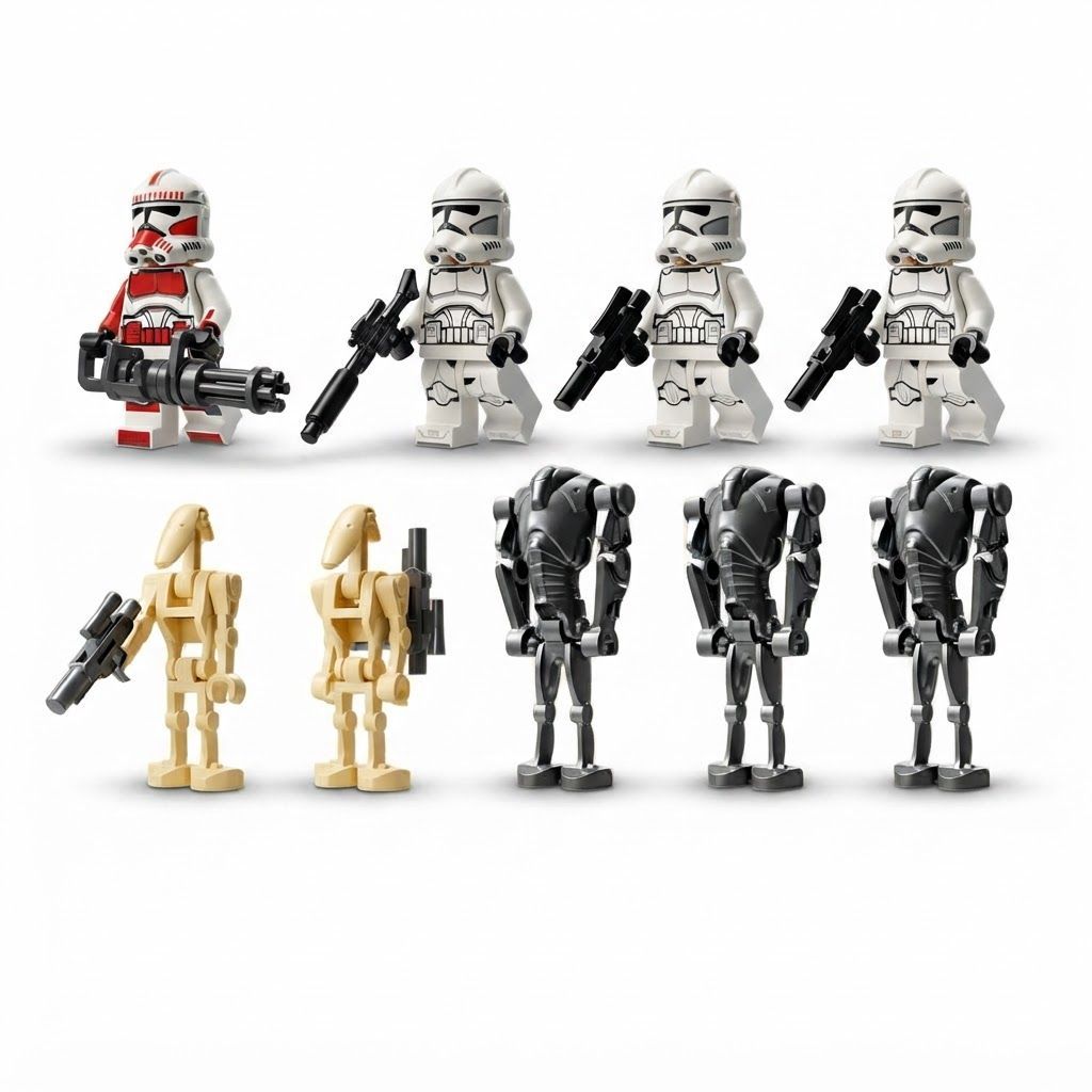 LEGO Star Wars Clone Trooper & Battle Droid Battle Pack Building Set featuring Clone Shock 4 (Clone Shock Trooper, 3 Clone Troopers), 5 (3 Super Battle Droids, 2 Battle Droids)