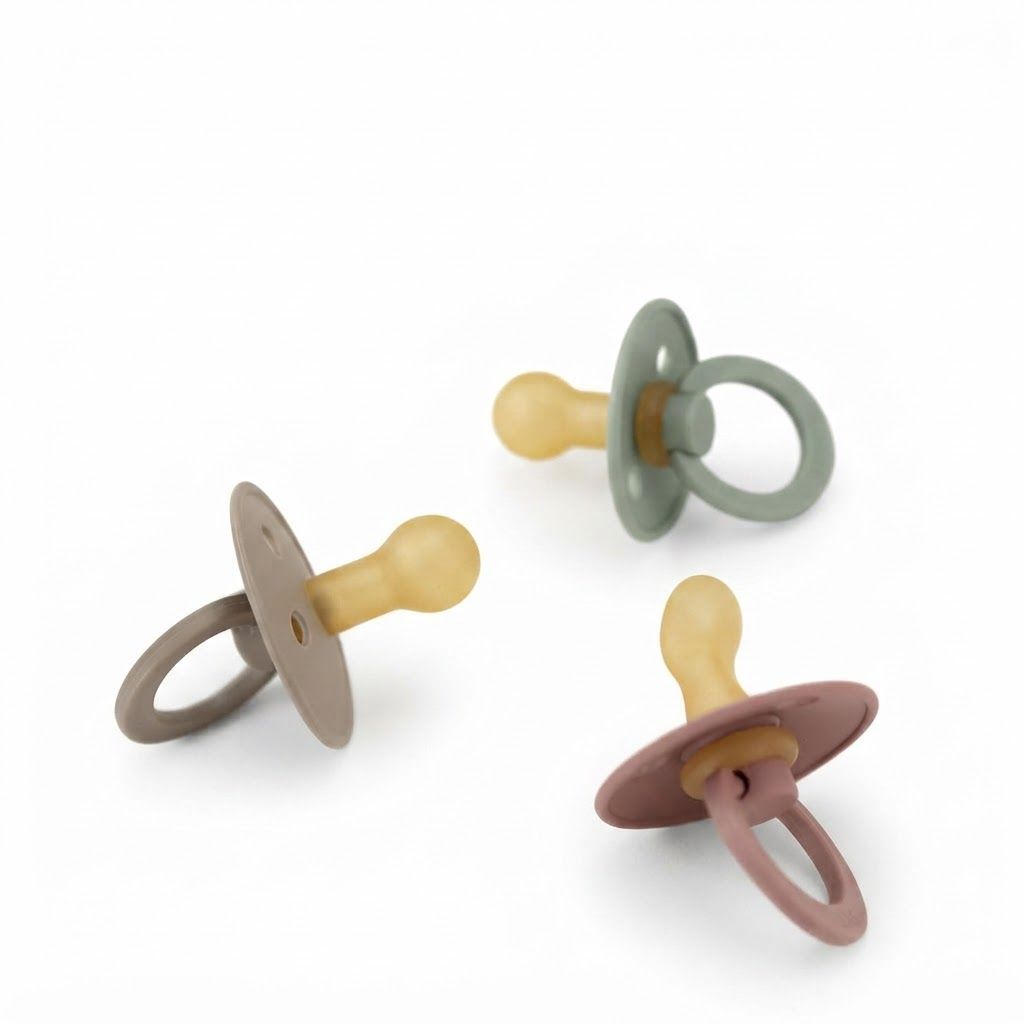 BIBS Latex Colour Round Pacifier Size 2 6+ Months 2 Pack, Customized Comfort, Skin-Like Softness, Flexible And Durable - Dark Oak/Blush