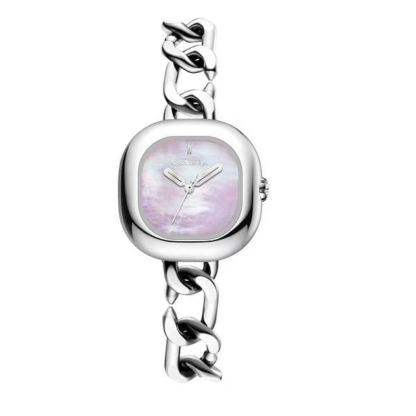 CIGA Design D Series Pink Women's Quartz Analog Watch, Stainless Steel Silver Case, Pink Dial, Mineral Crystal, 3 ATM Water Resistant