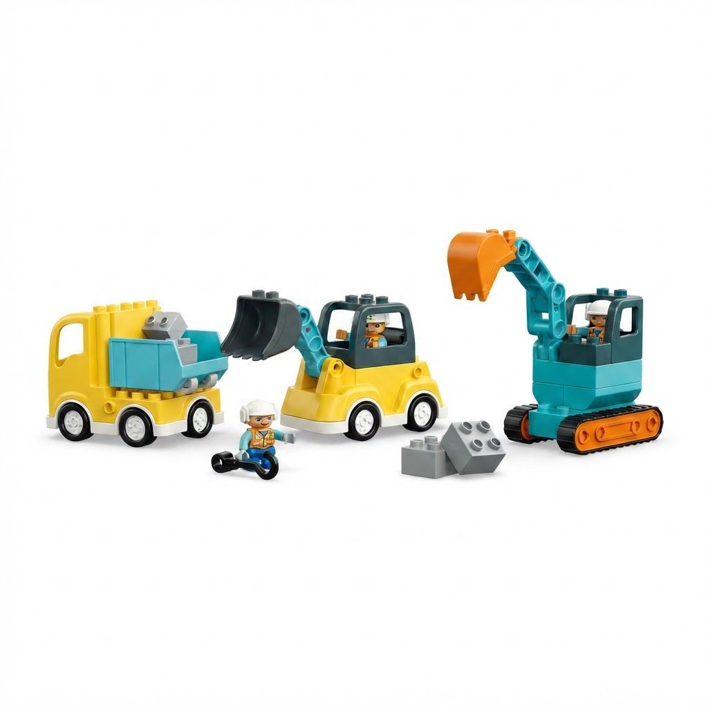 LEGO DUPLO 3 in 1 Construction Vehicles - Buildable Toy Trucks for Toddlers, Creative 22 Pieces, 2+ Years