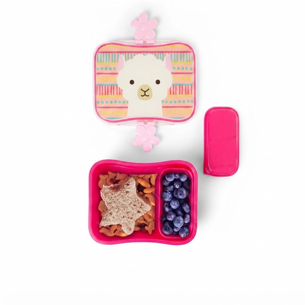 Skip Hop Zoo Llama Lunch Kit 3+ Years, 700mL Capacity, Easy-open Clips In Fun Shapes, Leakproof Design, Dishwasher Safe - Multicolour