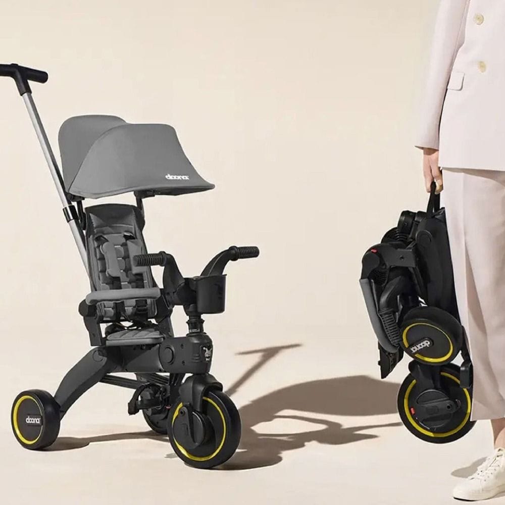Doona Compact Folding Baby Liki Trike S3 Ride, High-durability Soft-ride Wheels, UPF 50+ Sun Protection Canopy - Slate Green