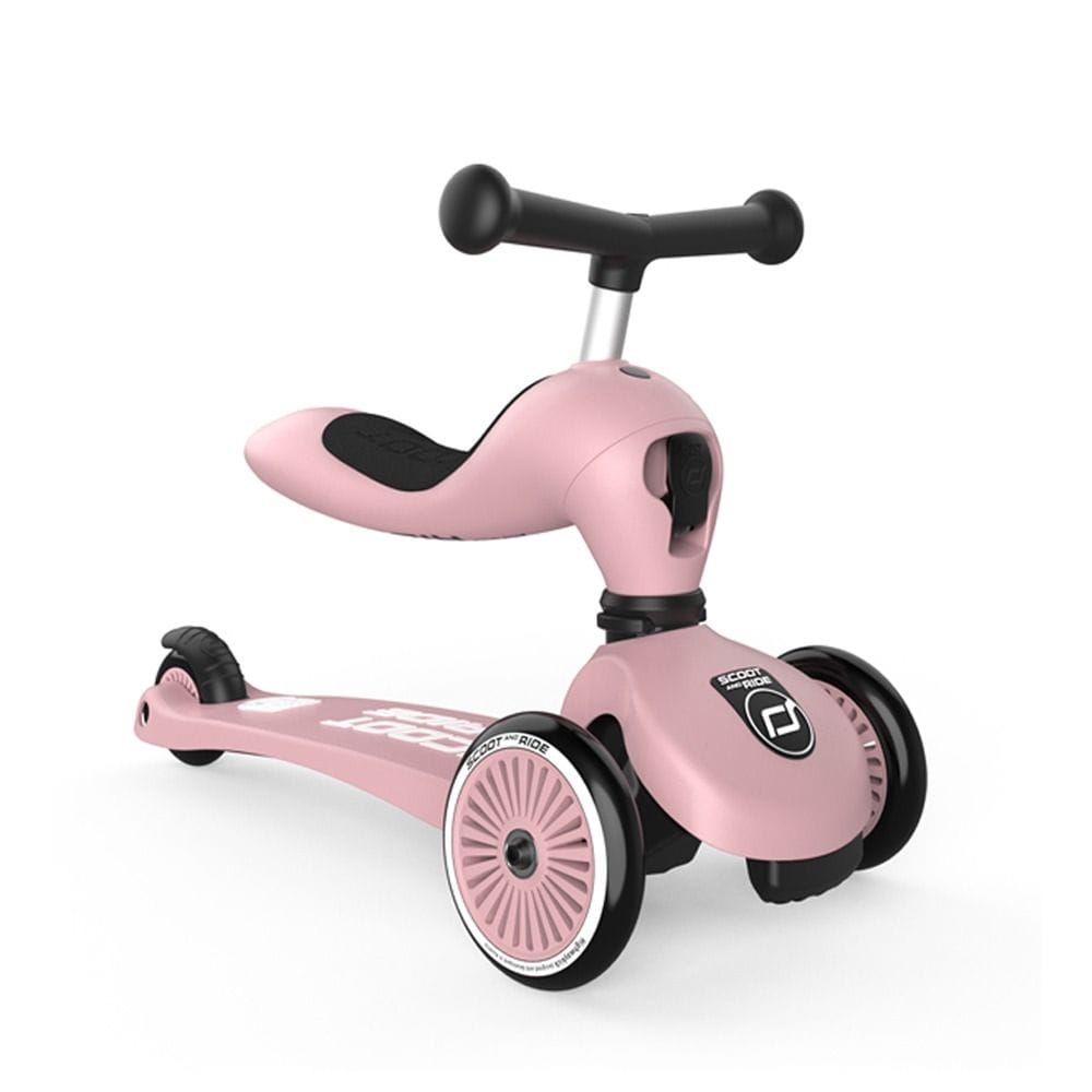 Scoot & Ride Highwaykick 1 Scooter 1-5 Years, 2 In 1 Design, Long-Lasting Riding Fun, Innovative Safety Pad - Rose
