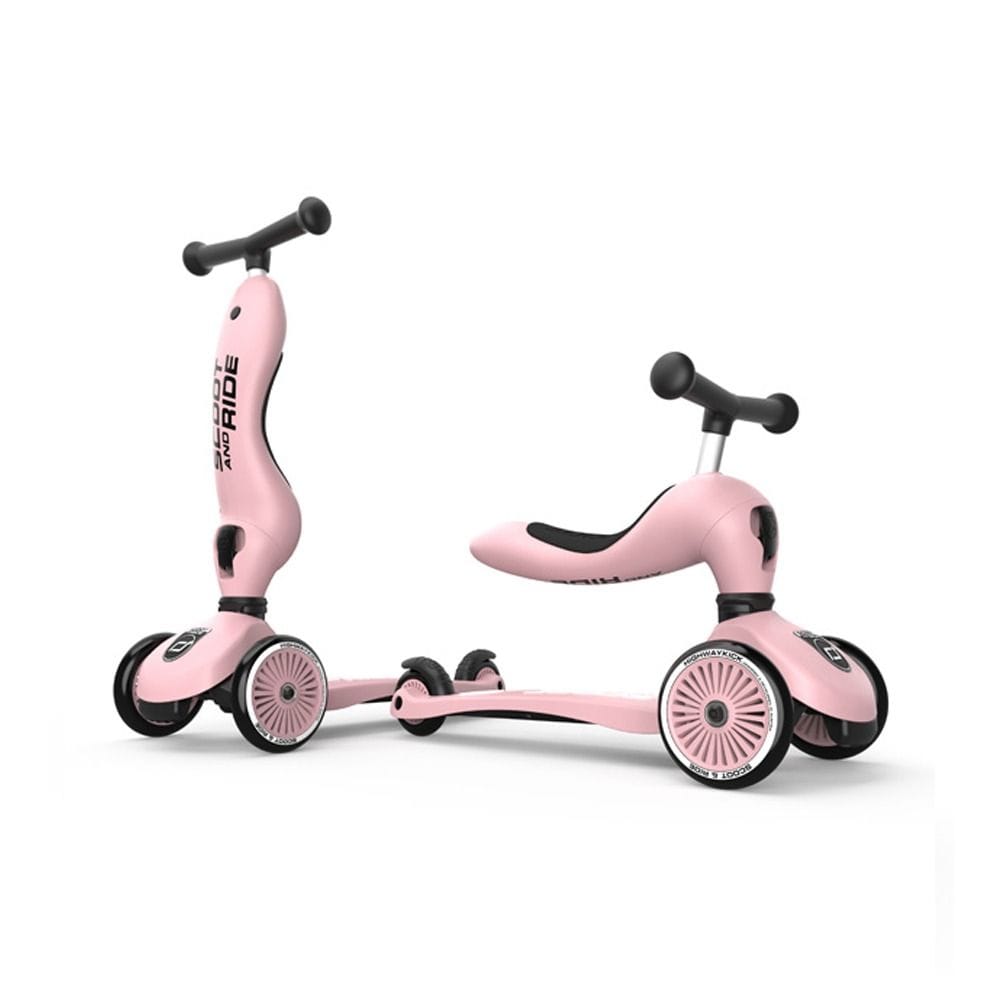Scoot & Ride Highwaykick 1 Scooter 1-5 Years, 2 In 1 Design, Long-Lasting Riding Fun, Innovative Safety Pad - Rose