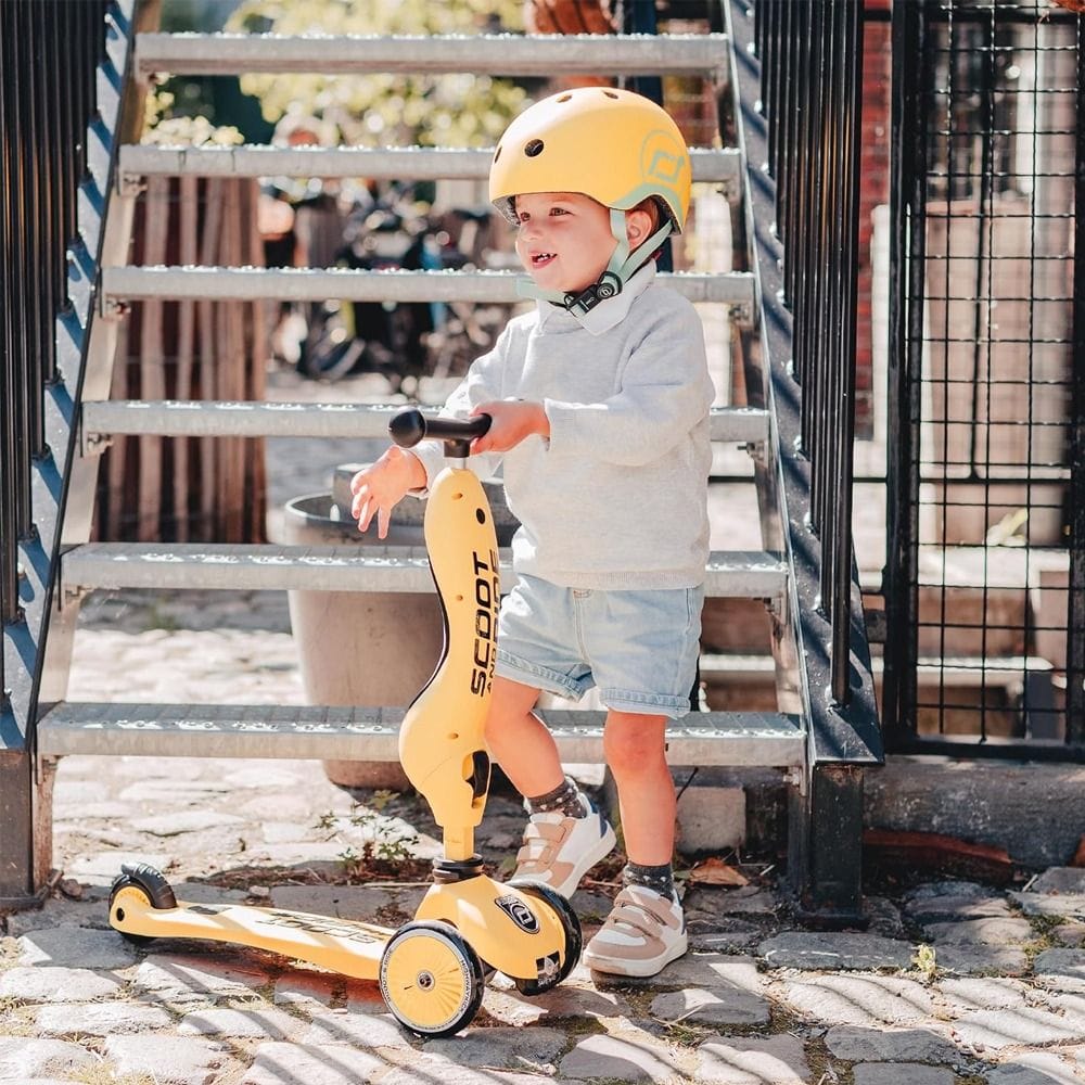Scoot & Ride Highwaykick 1 Scooter 1-5 Years, 2 In 1 Design, Long-Lasting Riding Fun, Innovative Safety Pad - Lemon