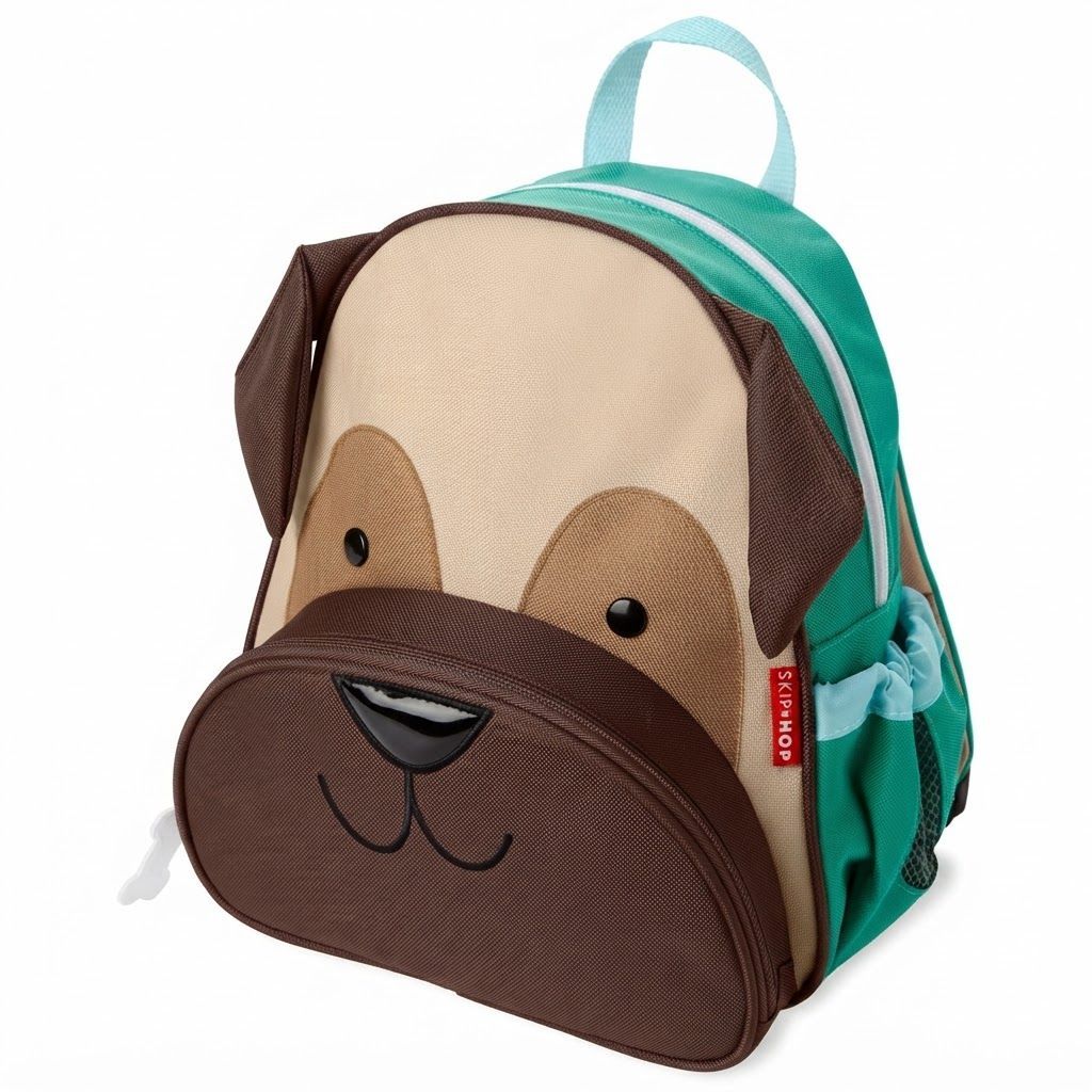 حقيبة ظهر Skip Hop Zoo بتصميم البج، أحزمة كتف مبطنة وقابلة للتعديل، جيب شبكي قابل للتعديل لزجاجة المياه، جيب أمامي بسحاب سهل الوصول - متعدد الألوان
