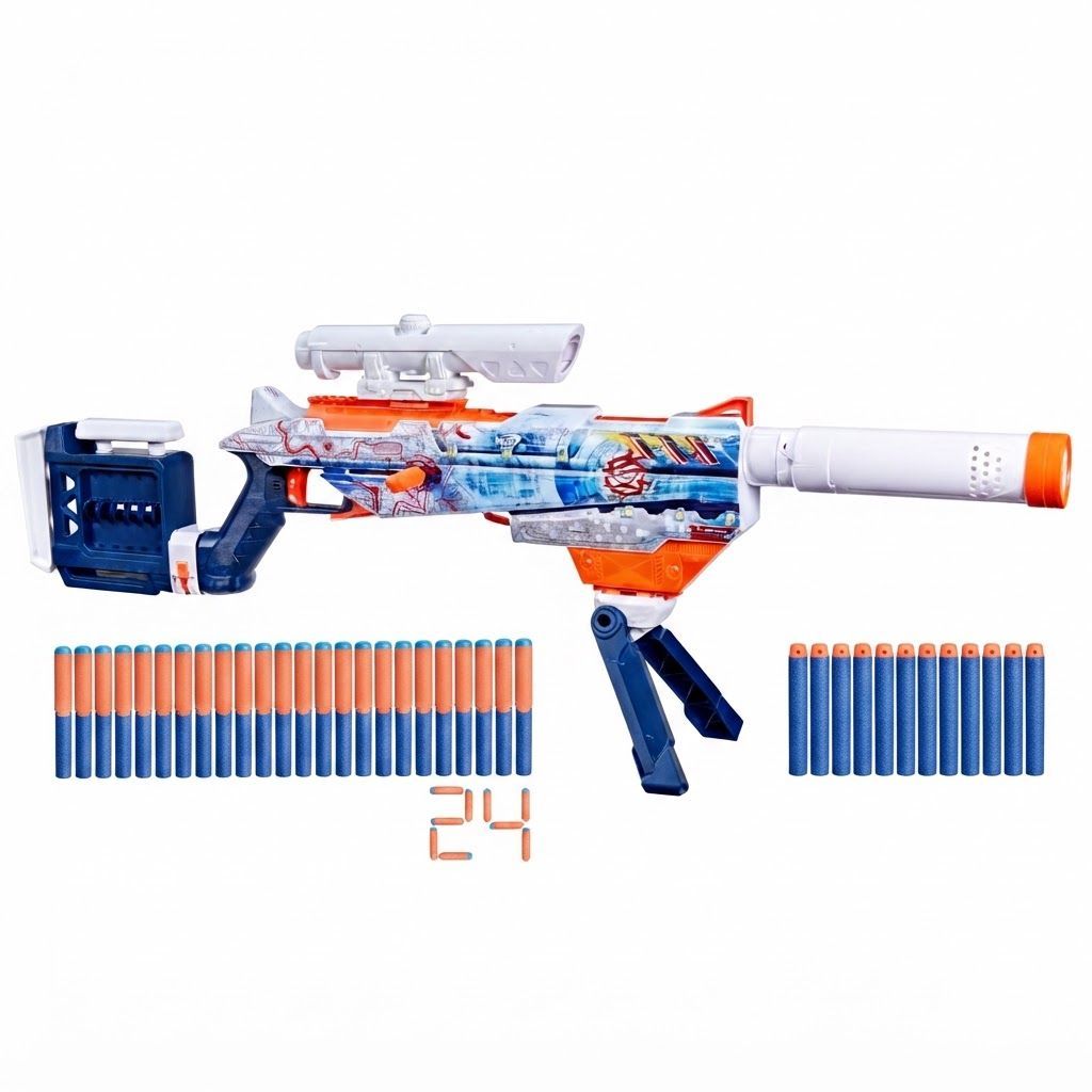 Nerf Loadout Arctic Zerostriker Blaster, 4 Interchangeable Attachments, 24 N1 Darts, Multicolor