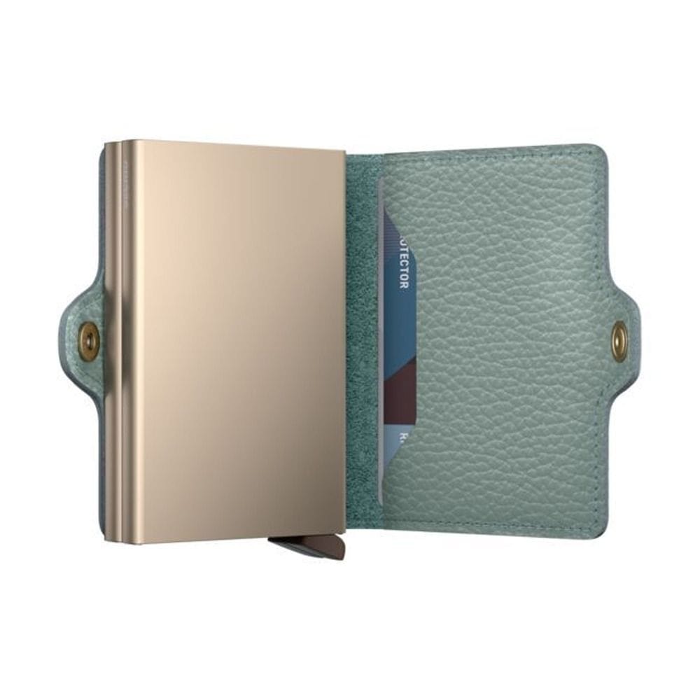 Secrid TPe Wallet, Premium Textured Leather Card Holder with RFID Protection, Quick Card Access, Slim Aluminum Wallet | Sea Green