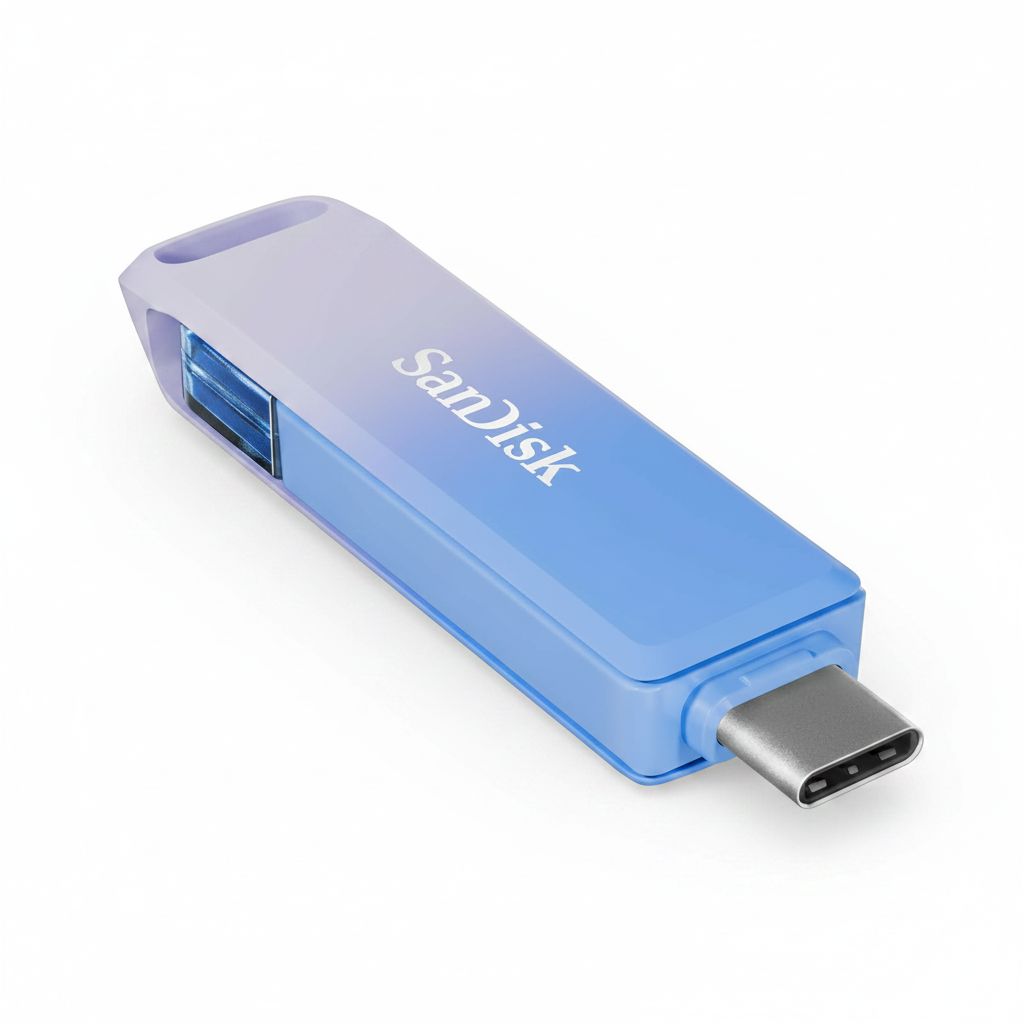 سانديسك كرييتور فون درايف سعة 128 جيجابايت مع موصلي USB Type-C ولايتنينغ، أزرق