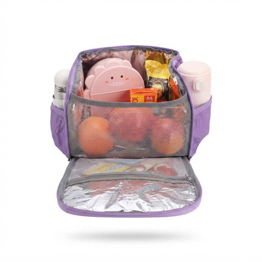 VASCHY Insulated Lunch Bag for Kids - Purple Unicorn Cooler Box for Girls Boys, Spacious Reusable