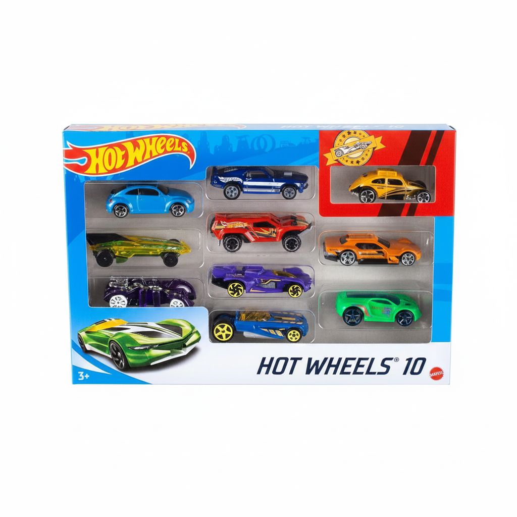 Hot Wheels 10-Pack of 1:64 Scale Toy Trucks & Cars - Perfect for Kids & Collectors