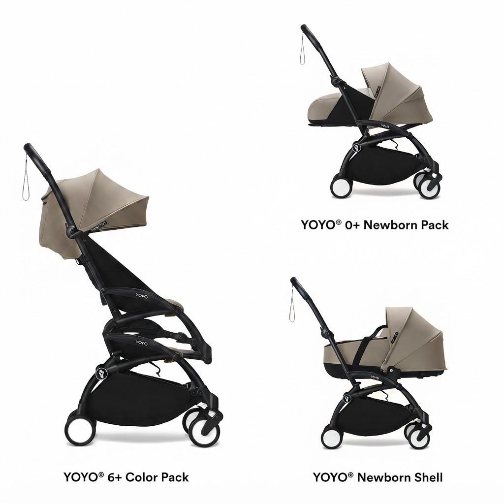 Stokke YOYO3 Baby Stroller Frame Compact Travel Stroller Base, Carry-On Compatible, Versatile Design that Evolves from Newborn Stages to Toddlerhood | Black
