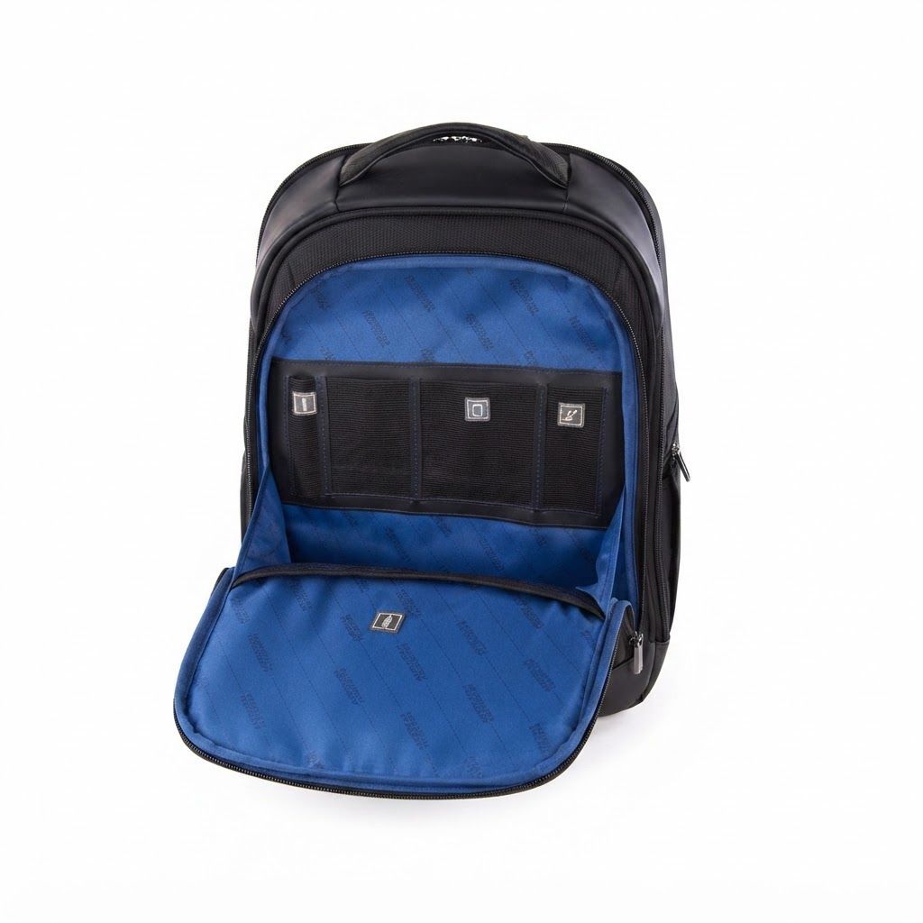 American Tourister Merit 15.6 Inch Laptop Backpack, 25L Travel Bag with Smart Sleeve Black, 100% Water-Resistant Polyester