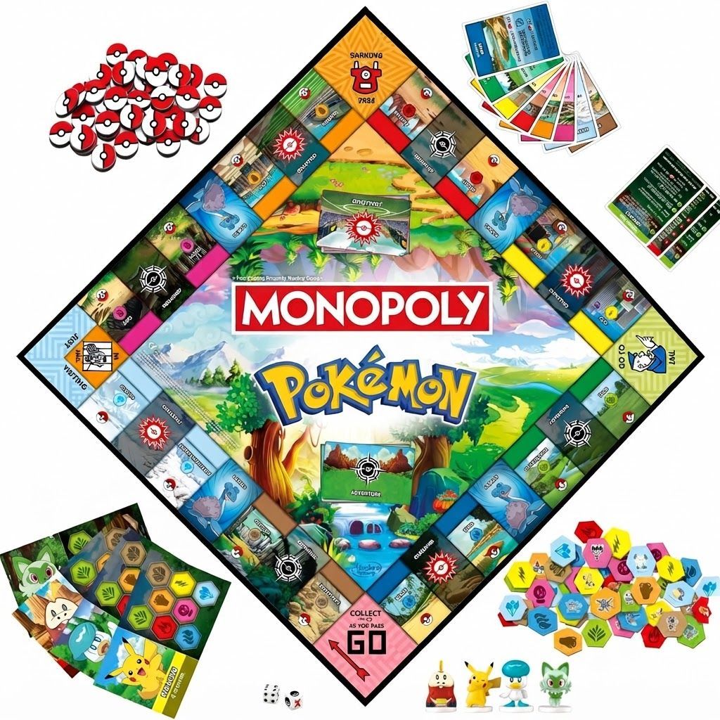 Monopoly Pokémon Edition Board Game - Train, Battle, and Trade | Family Strategy Game for Kids  8+ Years, Sprigatito, Fuecoco, Quaxly, Pikachu Tokens