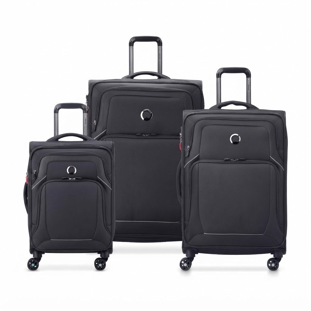 Delsey Optimax Lite 3-Piece Hardside Spinner Luggage Set, Lightweight Expandable Suitcases, Hardside Polymer, TSA Approved Combination Lock | Black