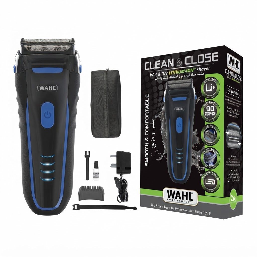 Wahl Clean & Close Wet & Dry Men's Shaver, Lithium-Ion, Flexible Foil Cutters, Long Runtime, Quick Charge | Blue/Black - 7063-027