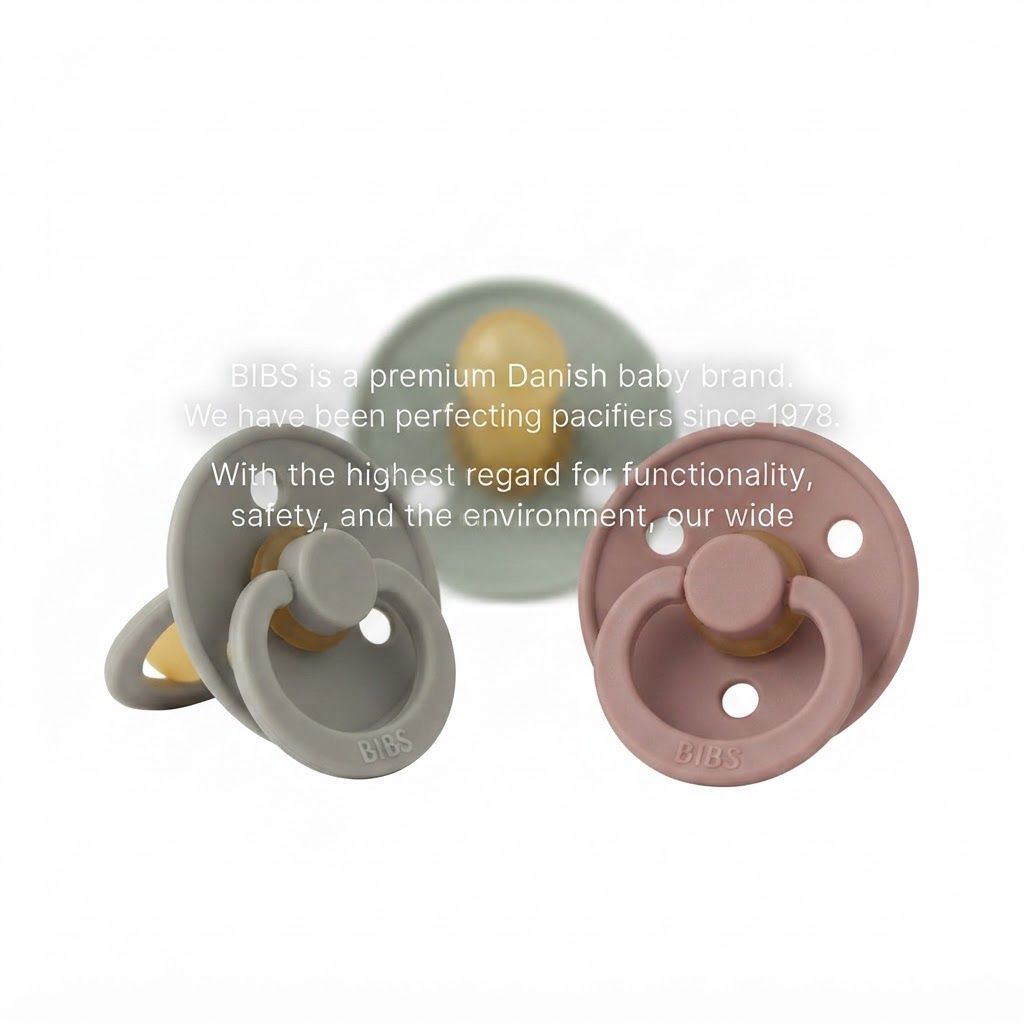 BIBS Latex Size 3 Colour Round Pacifier 18+ Months 2 Pack, Customized Comfort, Skin-Like Softness, Flexible And Durable - Ivory/Sage