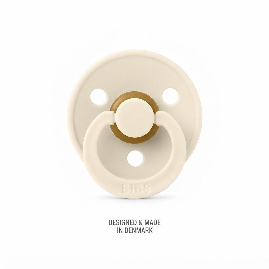 BIBS Latex Colour Round Pacifier Size 2 6+ Months 2 Pack, Customized Comfort, Skin-Like Softness, Flexible And Durable - Vanilla/Blush