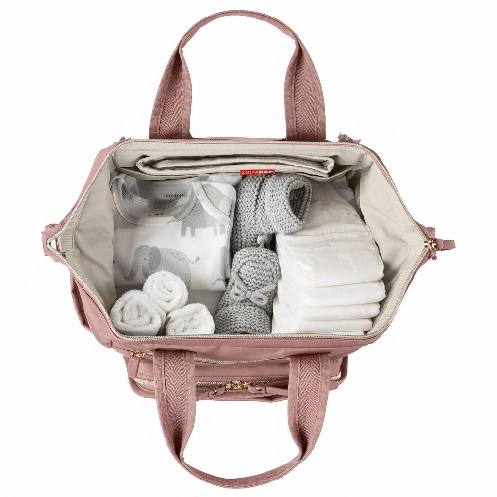 Skip Hop Main Frame Diaper Backpack, Lightweight, Two Exterior Zip Pockets, Adjustable Backpack Straps, Easy-grab Double Top Handles - Dusty Rose