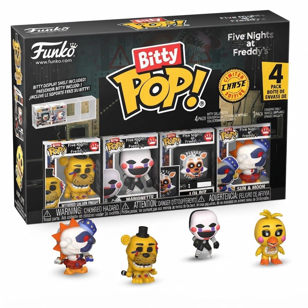Funko Bitty Pop! Five Nights at Freddy's 4-Pack: Withered Golden Freddy, Marionette, Lolbit, Sun Mini Collectible Vinyl Figures